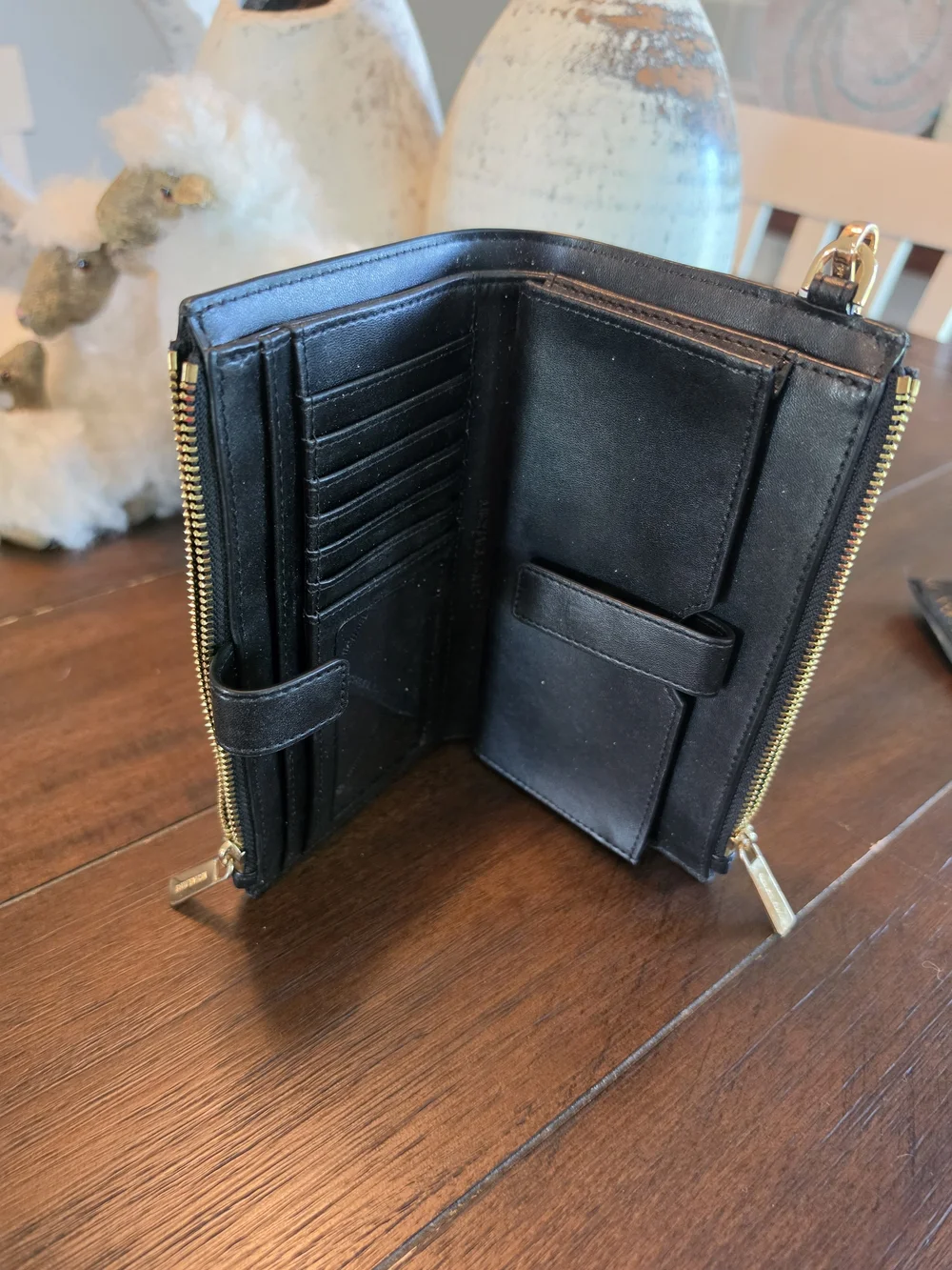 Michael Kors Brown MK Monogram Wallet with Gold Hardware